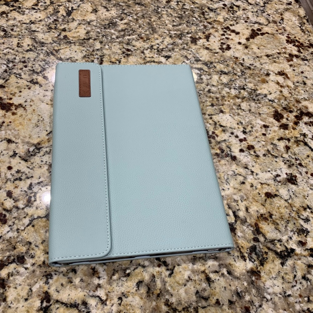 New light blue leather I pad tablet folder holder lab top